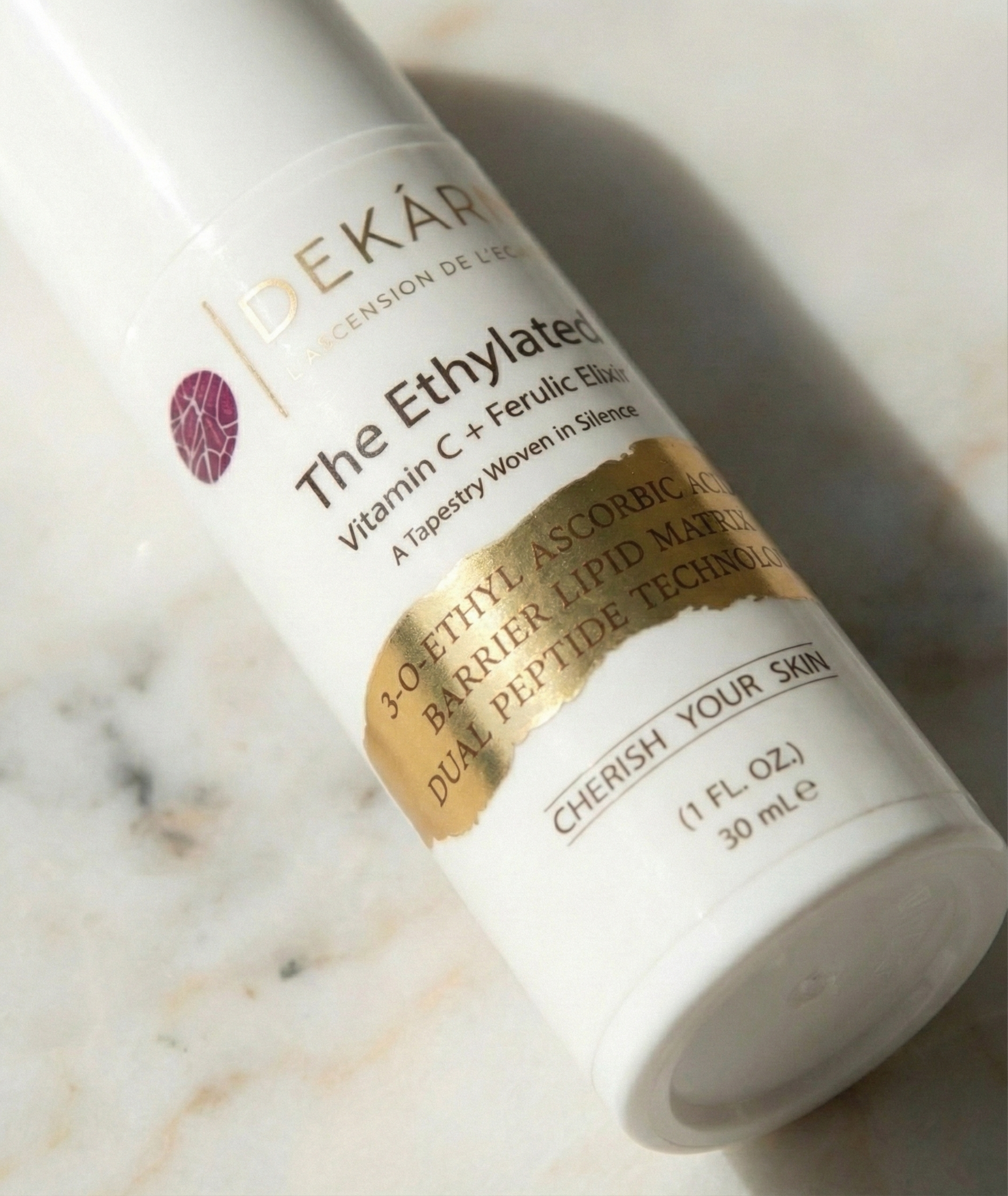 DEKÁRNÉ Ethylated Vitamin C + Ferulic Elixir A Tapestry Woven in Silence