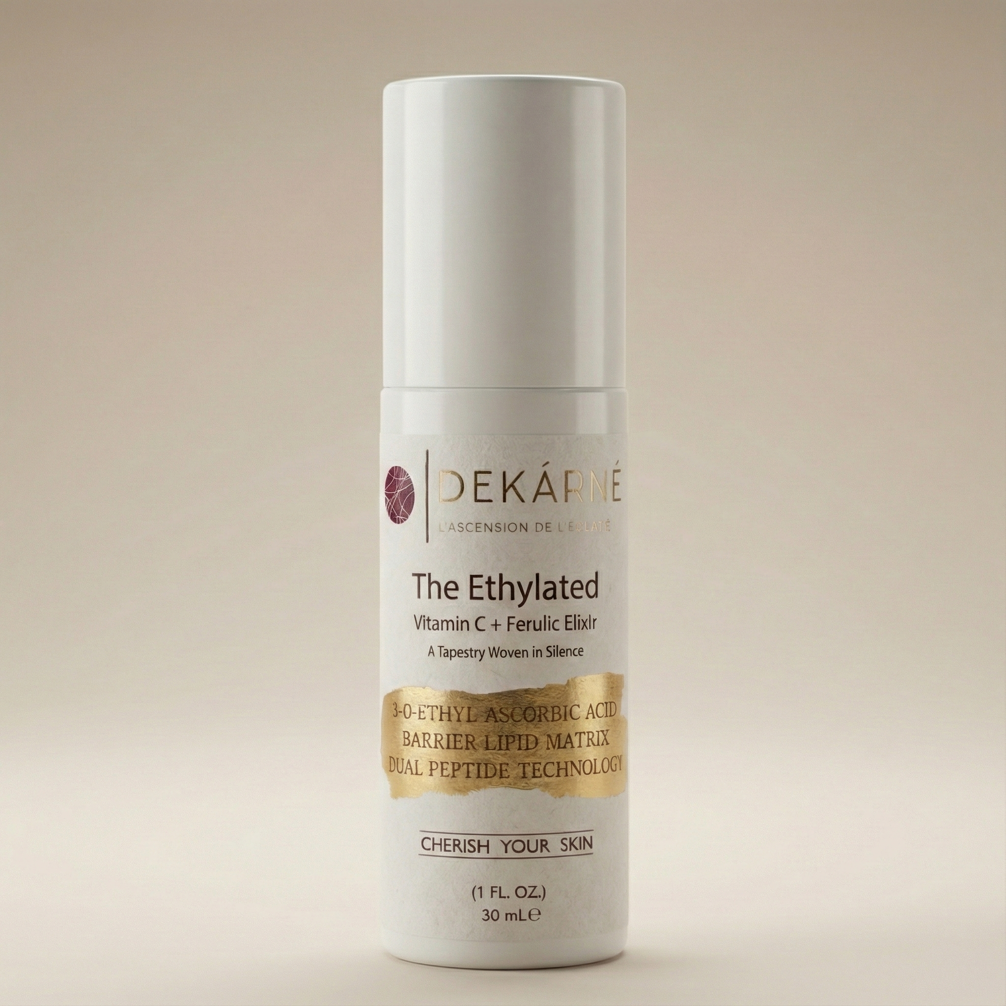 DEKÁRNÉ Ethylated Vitamin C + Ferulic Elixir A Tapestry Woven in Silence